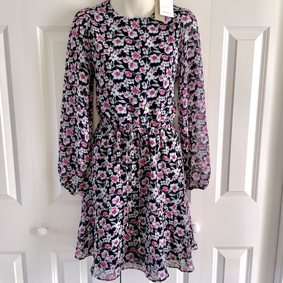 🔆NWT BANANA REPUBLIC LS FLOUNCE FNF WARM CONBO DRESS SZ S - Picture 2 of 16